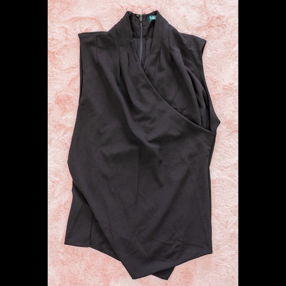 Lauren Ralph Lauren Black Wrapped Shell Top Size XL